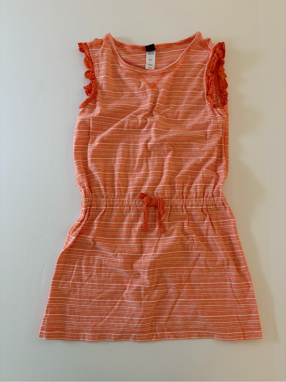 Tea Collection Girls Orange 100% Cotton Dress Sleeveless Back To School Size 8